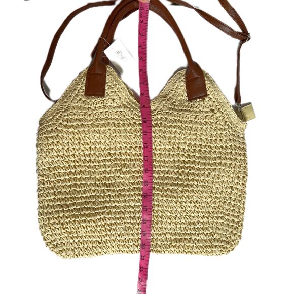 Fame Straw Braided Faux Leather Strap Shoulder Bag - Picture 9 of 10